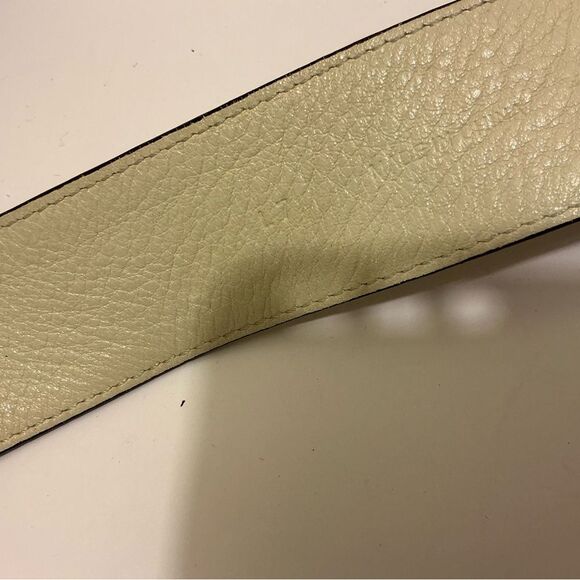 COACH Monogram White & Tan Leather Belt. Sz. Large